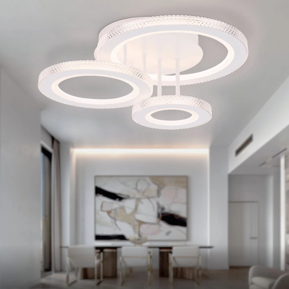 Потолочный светодиодный светильник с пультом FA8867/3 WH белый 3000K-6400K 38W 470*380*170 (ПДУ ИК) - Viokon.com