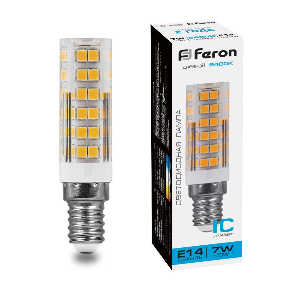 Лампа светодиодная Feron LB-433 E14 7W 175-265V 6400K (25986) - Viokon.com