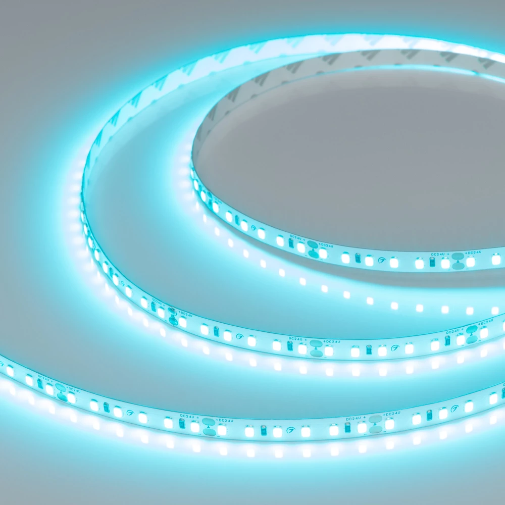 Лента RT-A120-8mm 24V Mint Blue (9.6 W/m, IP20, 5m) (Arlight, -) 043382(1) - Viokon.com