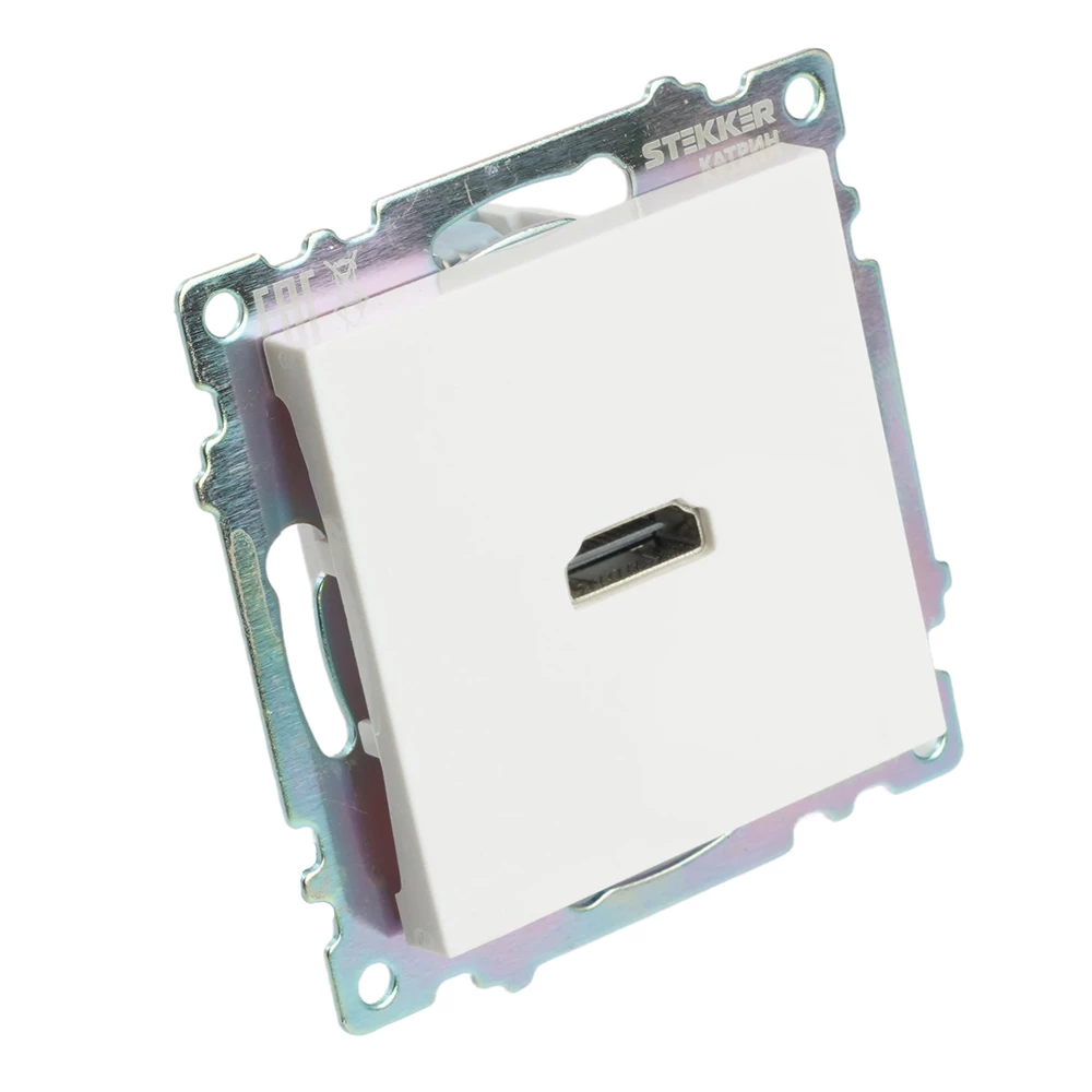 Розетка HDMI 2.1, Type A  (механизм), STEKKER GLS00-7118-01, серия Катрин, белый (50058) - Viokon.com