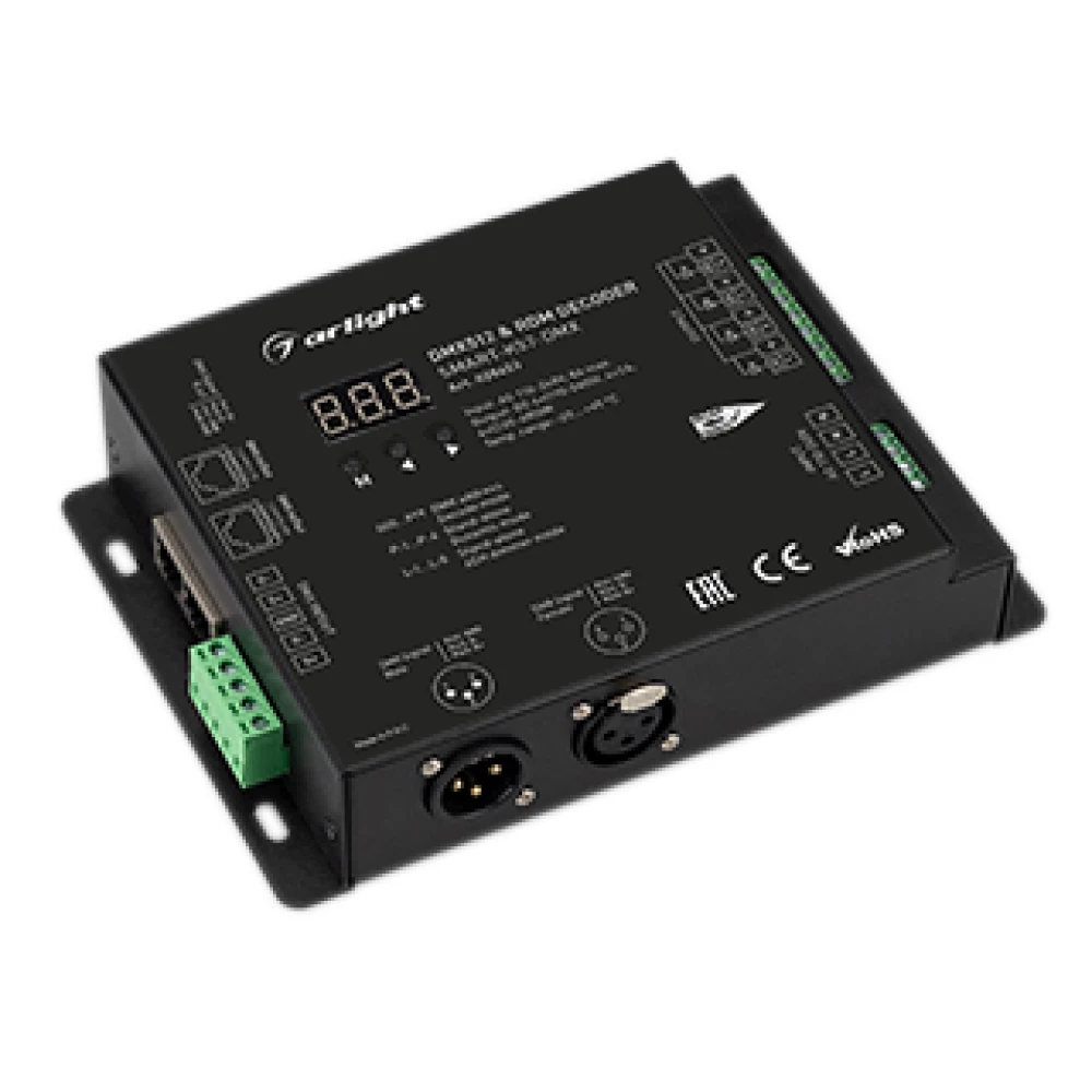 Декодер SMART-K57-DMX (230V, 4x2A, XLR3) (Arlight, IP20 Металл, 5 лет) 028453 - Viokon.com