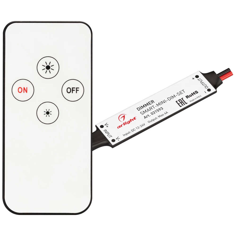 Диммер SMART-MINI-DIM-SET (12-24V, 1x4A, ПДУ 4кн, IR) (Arlight, IP20 Пластик, 5 лет) 031593 - Viokon.com