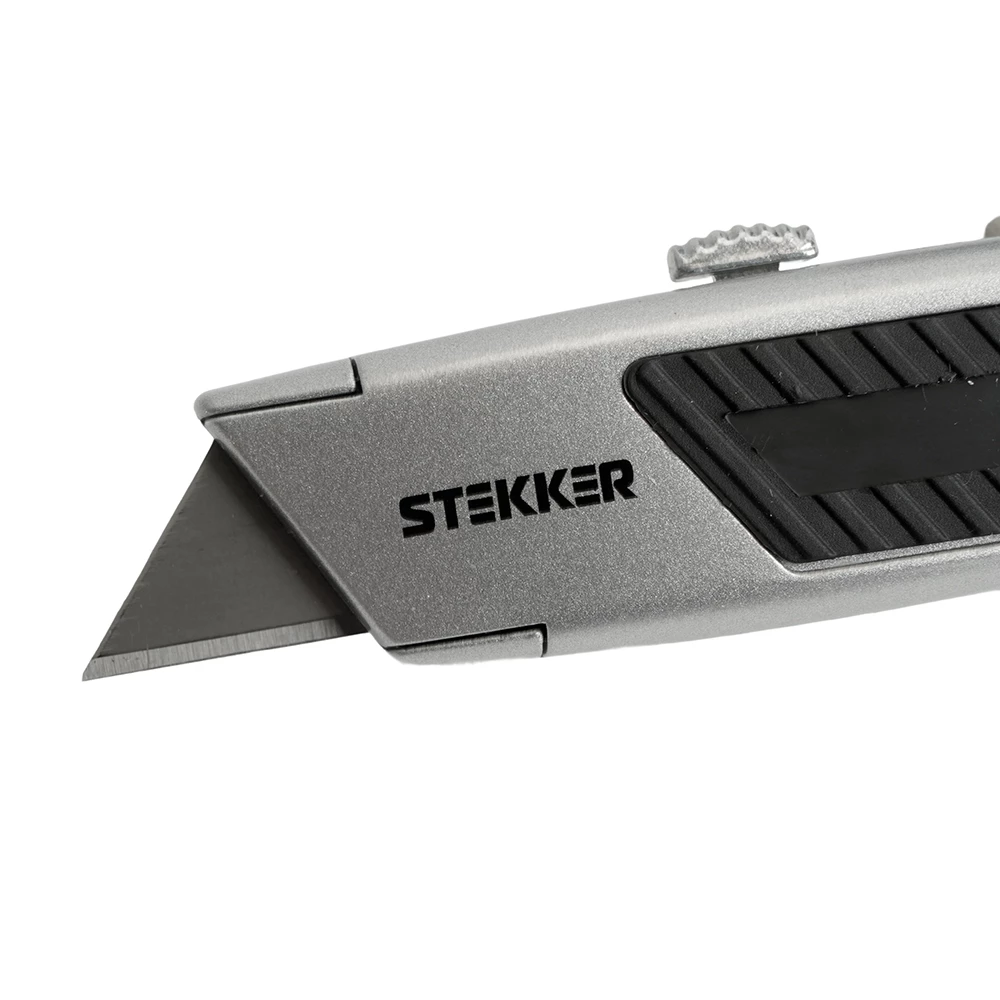 Нож строительно-монтажный с трапециевидным лезвием, 19 мм, 2 лезвия в рукоятке, GS, KMU-13-T (50200) - Viokon.com