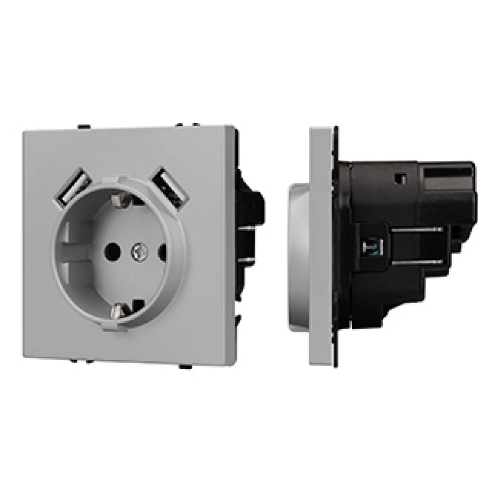 Механизм розетки с USB зарядкой SCT-NOBE-MUAA-SFPL-IS (230V, 16A)  (Arlight, Никель) 059443 - Viokon.com