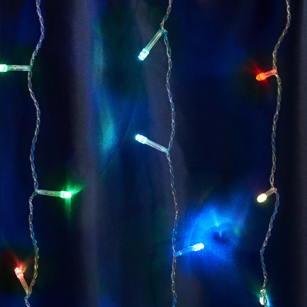 Светодиодная гирлянда Feron CL18 занавес 1,5*1,5м  + 3м мультиколор плавная смена цветов,  c питанием от сети 230V, белый шнур (48172) - Viokon.com