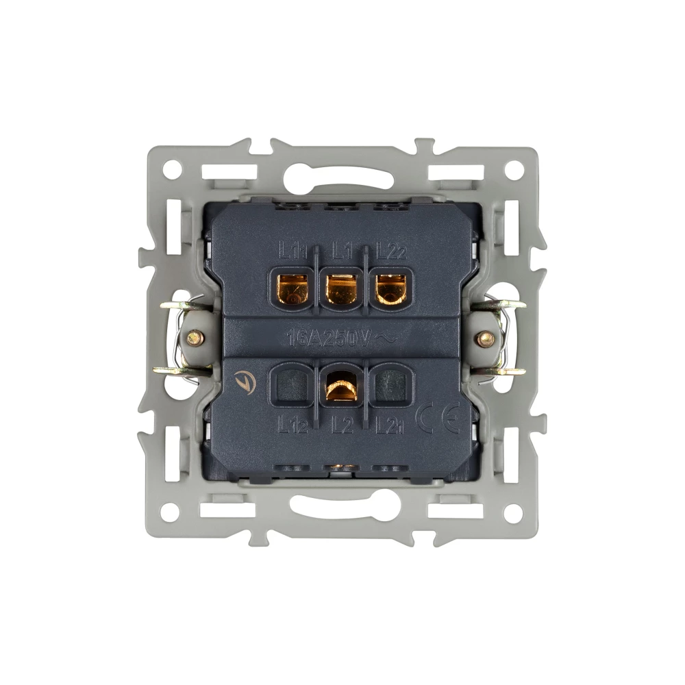 Механизм выключателя двухклавишный непроходной SWT-MK02-PL-GR (250V, 16A) (Arlight, -) 043726 - Viokon.com