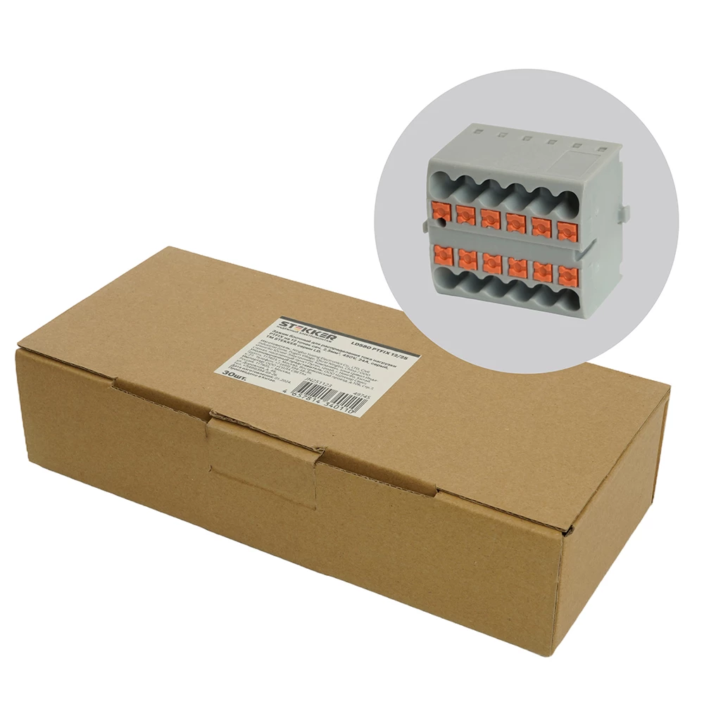 Зажим блочный (групп) для распред.тока нагрузки push-in на 12 точек, сеч 2,5 мм2, 450V, 24А, серый LD580 (49745) - Viokon.com