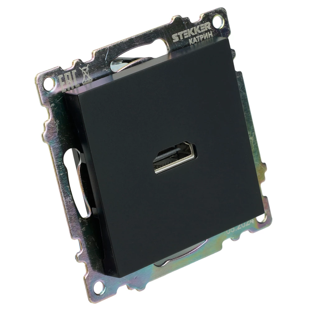 Розетка HDMI 2.1, Type A  (механизм), STEKKER GLS00-7118-05, серия Катрин, черный (50062) - Viokon.com