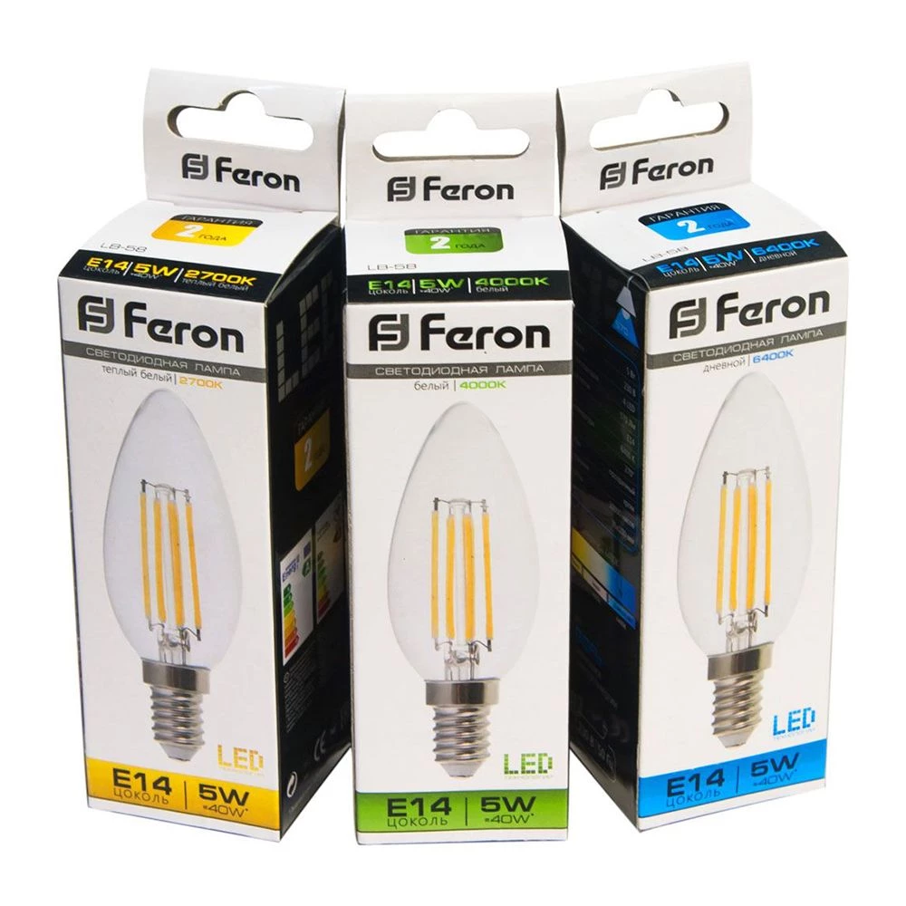 Лампа светодиодная Feron LB-58 Свеча E14 5W 230V 4000K (25573) - Viokon.com