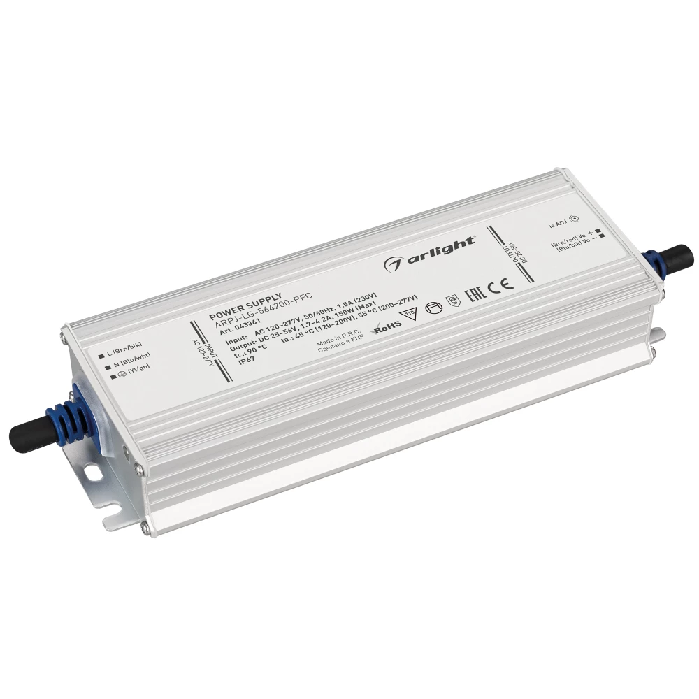 Блок питания ARPJ-LG-564200-PFC (150W, 25-56V, 1.7-4.2A) (Arlight, IP67 Металл, 5 лет) 043361 - Viokon.com