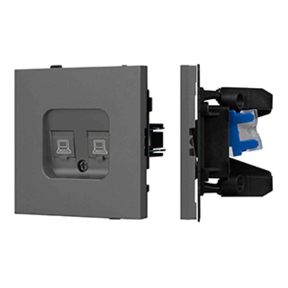Механизм компьютерной розетки двойной SCT-TENDO-MPC2-SFPL-GR (RJ-45, CAT6) (Arlight, Матовый графитовый) 054597 - Viokon.com