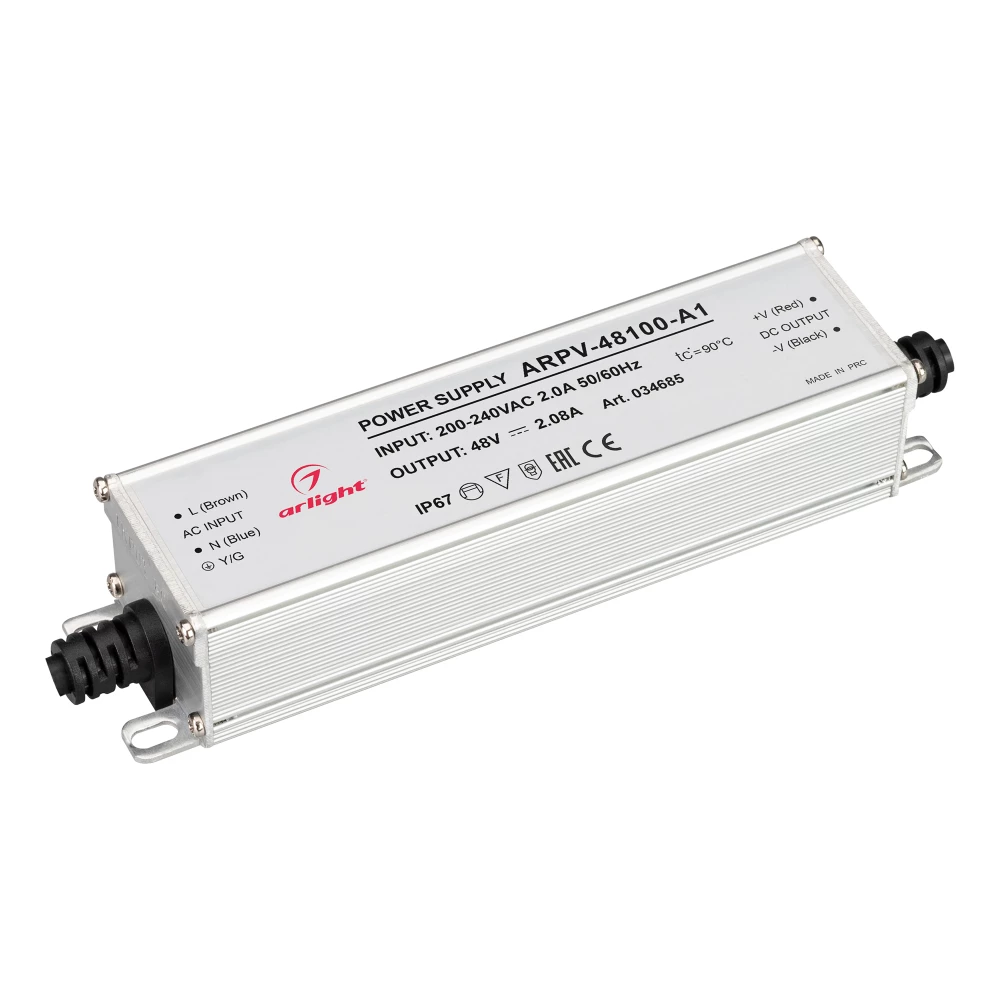 Блок питания ARPV-48100-A1 (48V, 2.08A, 100W) (Arlight, IP67 Металл, 3 года) 034685 - Viokon.com