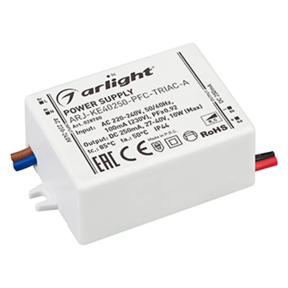 Блок питания ARJ-KE40250-PFC-TRIAC-A (10W, 250mA) (Arlight, IP44 Пластик, 5 лет) 028780 - Viokon.com