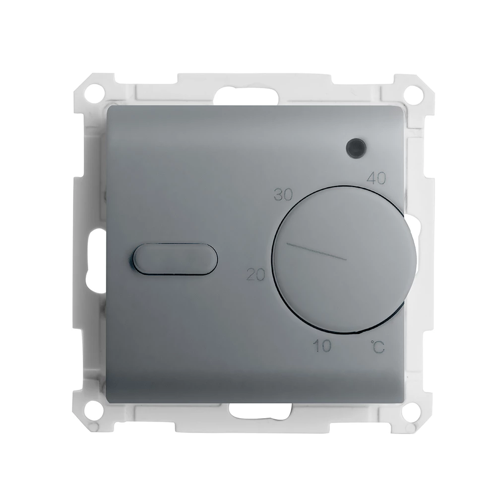 Терморегулятор механический для теплого пола (механизм), STEKKER GLS00-7117-03, 250В, 3500Вт, серия Катрин, серебро (49742) - Viokon.com
