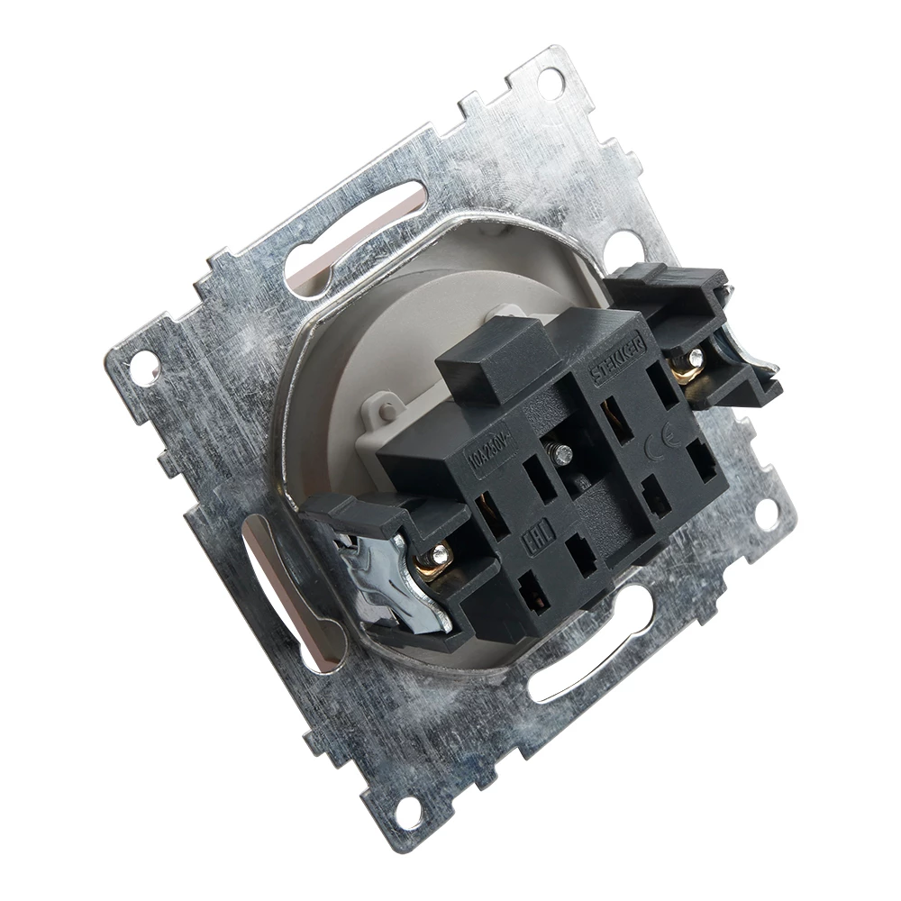 Розетка 1-местная с/з (механизм), STEKKER GLS16-7110-03, 250В, 16А с защитной шторкой, серия Катрин, серебро (39582) - Viokon.com