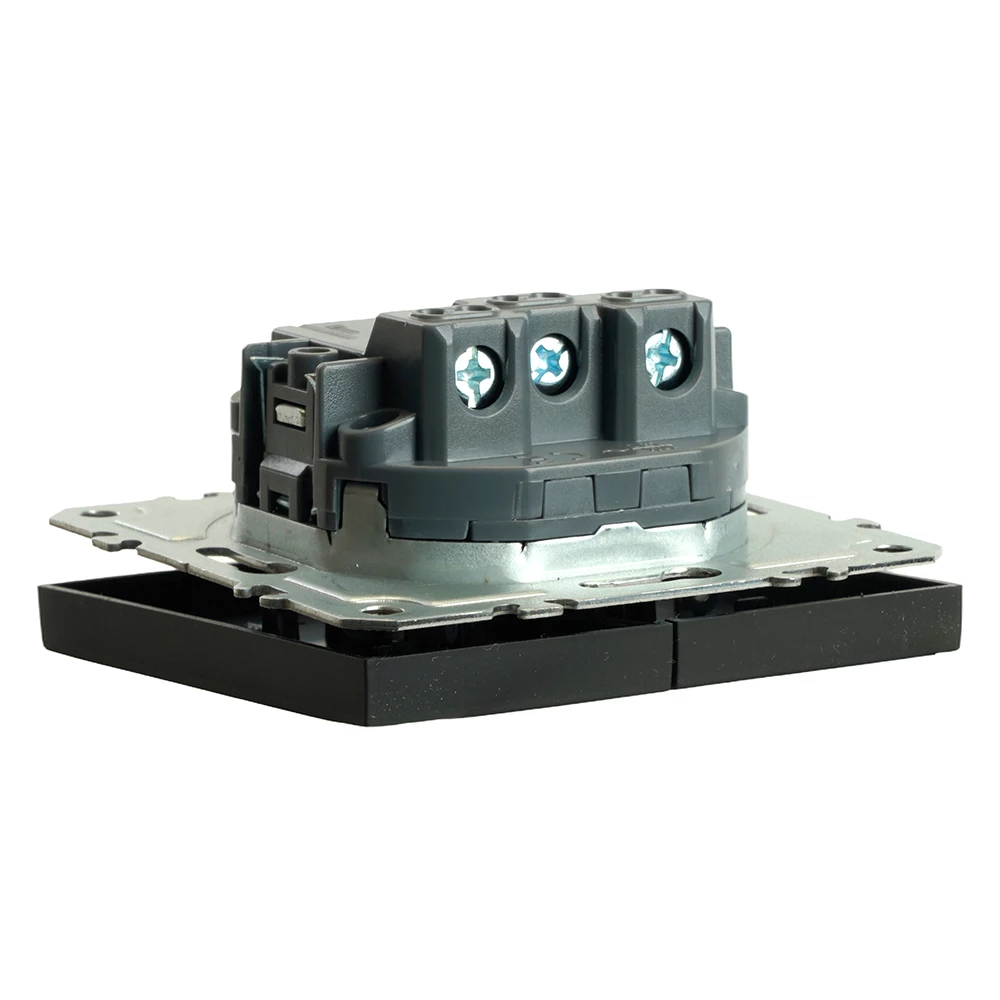 Выключатель 2-клавишный (механизм), STEKKER, 250В, 10А, серия Эмили, RSW10-5104-05, черный уголь, soft touch (49840) - Viokon.com