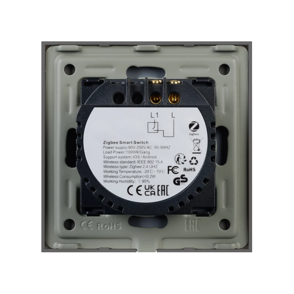 Выключатель сенсорный SWT-OMALI-S01-ZB-GR (250V, 10A, Zigbee) (Arlight, Стекло) 050036 - Viokon.com
