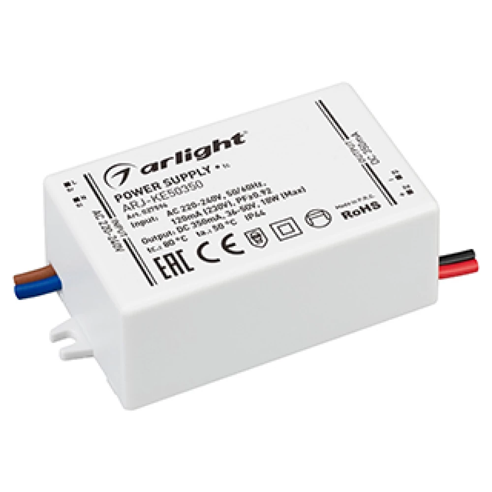 Блок питания ARJ-KE50350 (18W, 350mA, PFC) (Arlight, IP44 Пластик, 5 лет) 027594 - Viokon.com