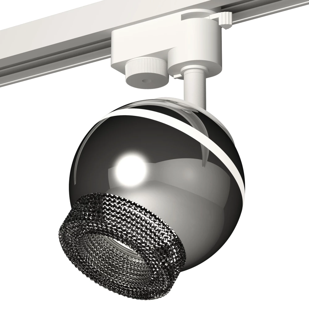 Комплект трекового однофазного светильника с подсветкой XT1104002 PSL/BK серебро полированное/тонированный GU5.3 LED 3W 4200K (A2520, C1104, N7192) - Viokon.com
