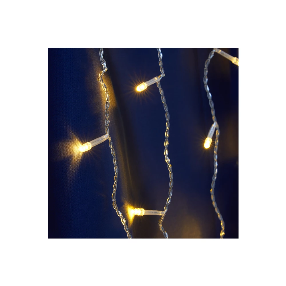 Светодиодная гирлянда Feron CL18 занавес 1,5*1,5м  + 3м желтый статичная, c питанием от сети 230V, белый шнур (41622) - Viokon.com