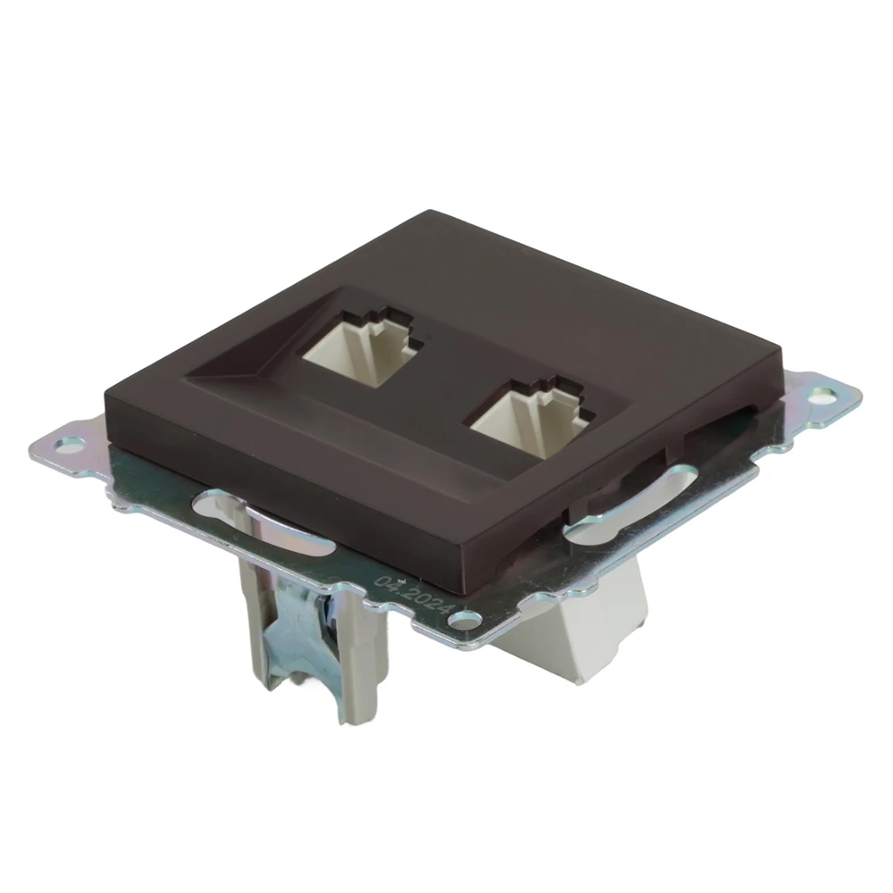 Розетка компьютерная 2-местная RJ-45 (механизм) STEKKER GLS00-7109-04, серия Катрин, шоколад (50006) - Viokon.com