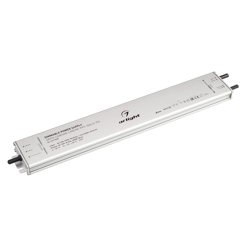 Блок питания ARPV-LG48400-LINEAR-PFC-DALI2-PD (48V, 8.3A, 400W) (Arlight, IP67 Металл, 5 лет) 037926 - Viokon.com