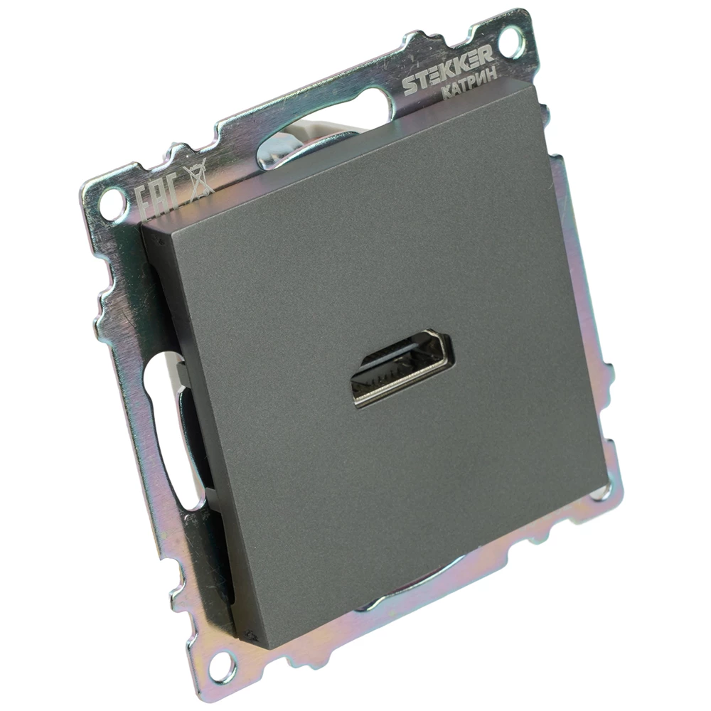 Розетка HDMI 2.1, Type A (механизм), серия Катрин, графит, GLS00-7118-06 (50059) - Viokon.com