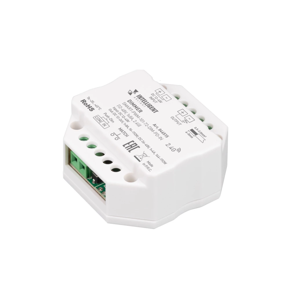 INTELLIGENT ARLIGHT Диммер SMART-PWM-101-72-DIM-PD-IN (12-48V, 1x8A, 2.4G) (IARL, IP20 Пластик, 5 лет) 046515 - Viokon.com