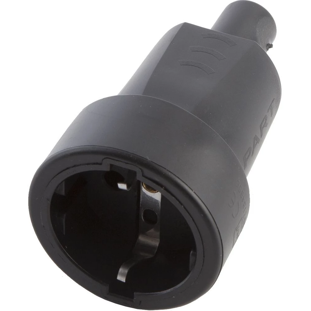 Розетка переносная 1-местная с/з STEKKER PST16-30-440, пластик 250В, 16А, IP44, черный (32846) - Viokon.com