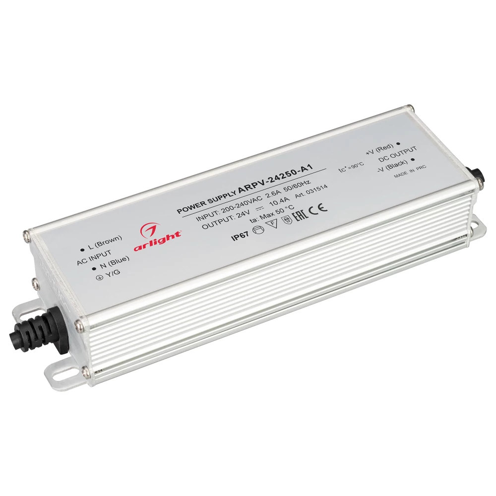 Блок питания ARPV-24250-A1 (24V, 10.4A, 250W) (Arlight, IP67 Металл, 3 года) 031514 - Viokon.com