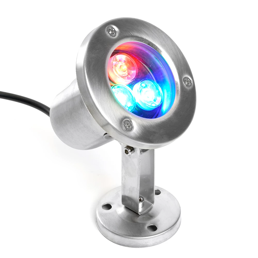 Светодиодный прожектор подводный Feron LL-822, 3W, AC24V, низковольтный, RGB, металлик, 80*80*130mm, IP68 (48467) - Viokon.com