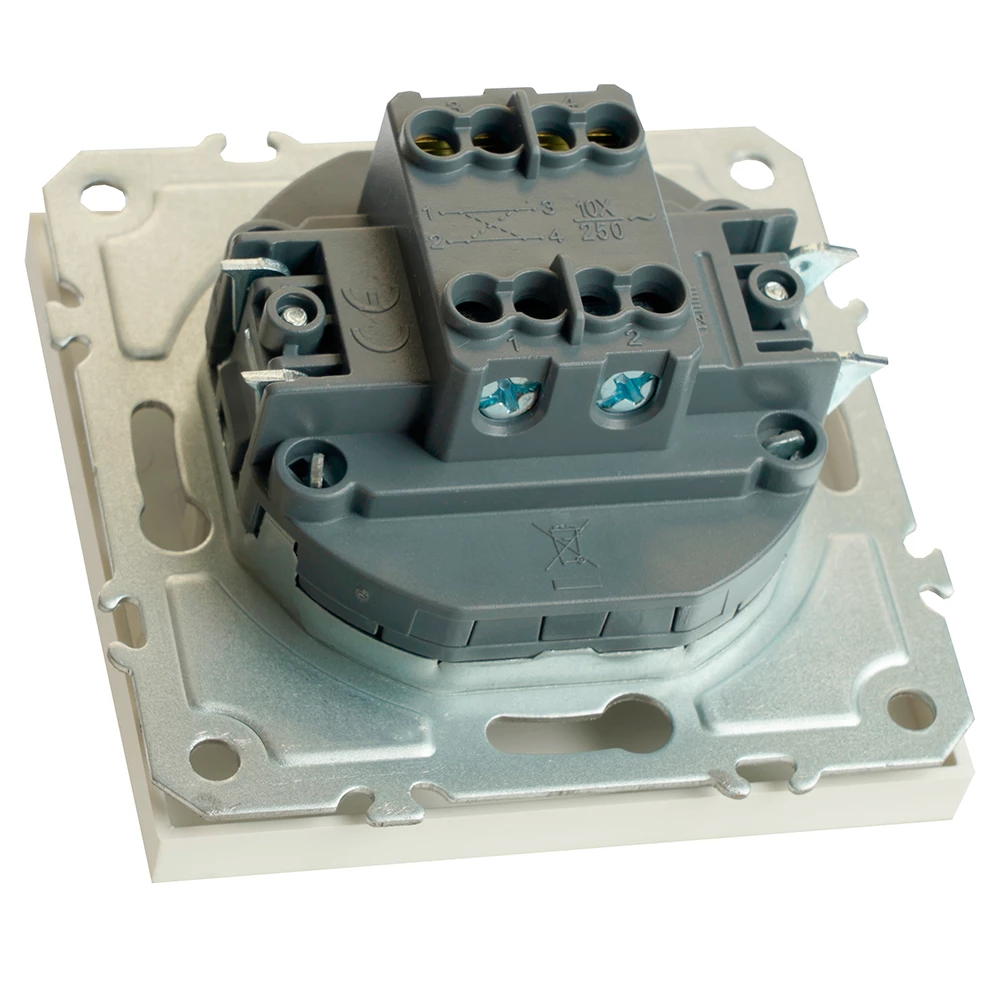 Переключатель перекрестный 1-клавишный (механизм), STEKKER, 250В, 10А, серия Эмили, RSW10-5110-01, белый фарфор, soft touch (49871) - Viokon.com