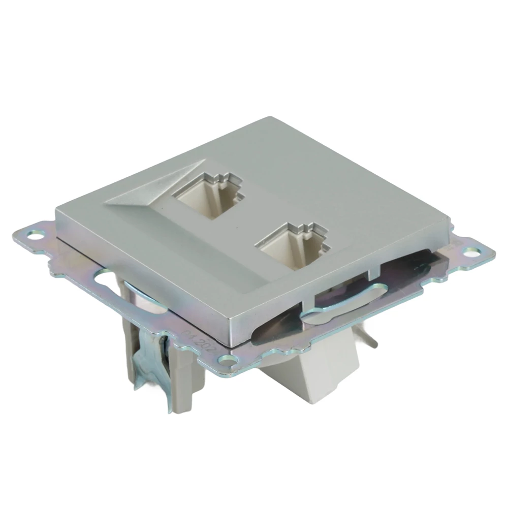 Розетка компьютерная 2-местная RJ-45 (механизм) STEKKER GLS00-7109-03 , серия Катрин, серебро (50005) - Viokon.com