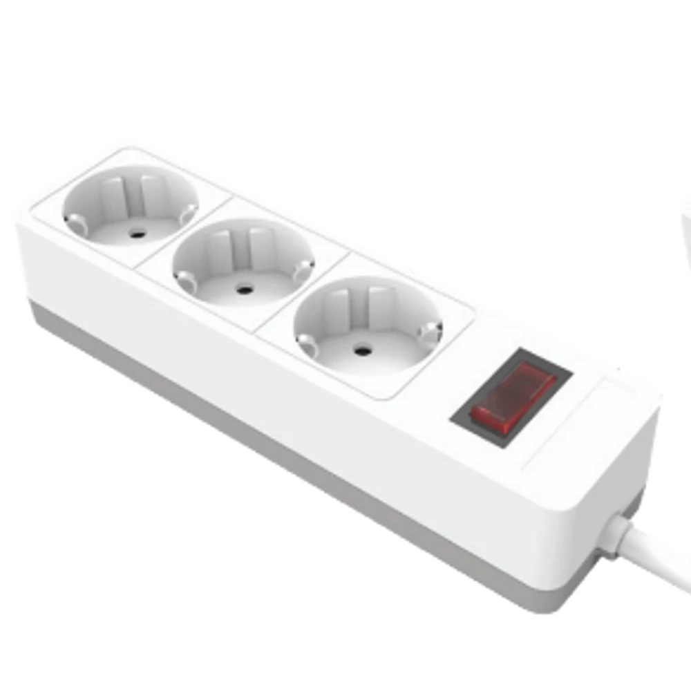 Сетевой фильтр 3-местный с/з STEKKER HM20-31-02 3x1мм2, 1,8 м, серия Optima, белый (50086) - Viokon.com