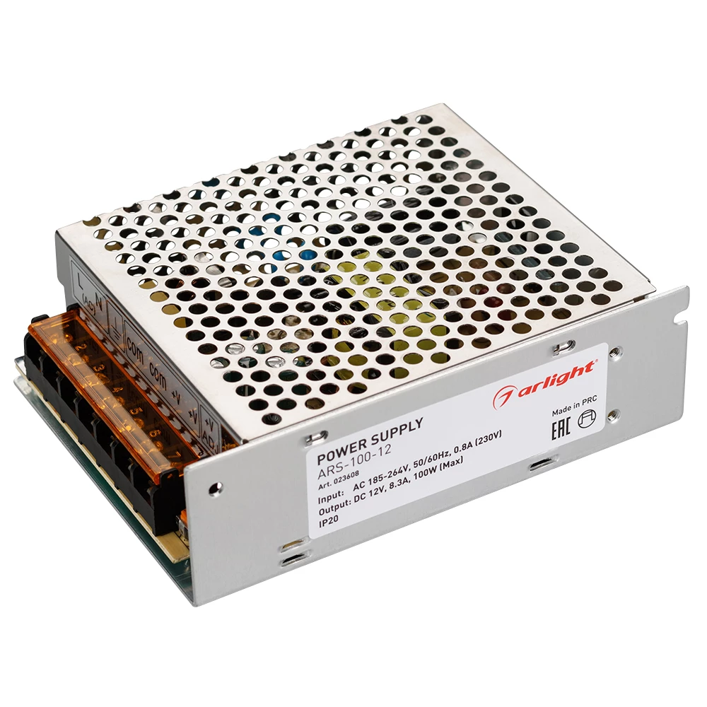 Блок питания ARS-100-12 (12V, 8.3A, 100W) (Arlight, IP20 Сетка, 2 года) 023608 - Viokon.com