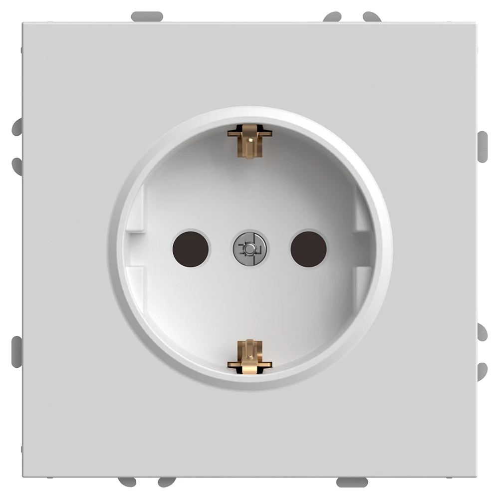 Розетка 1-местная с защитной шторкой с/з (механизм), STEKKER, 250В, 16А, серия Эмили, RST16-5110-01, белый фарфор, soft touch (49880) - Viokon.com