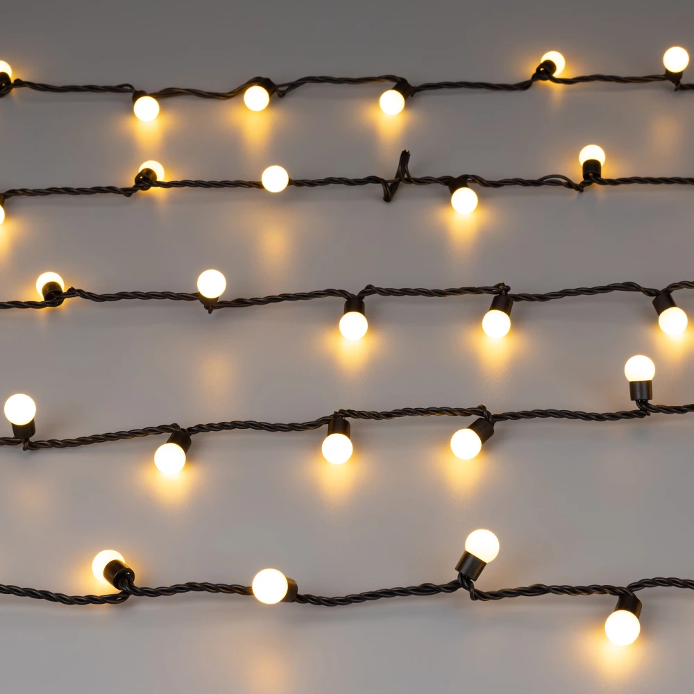 Светодиодная гирлянда ARD-BALL-CLASSIC-D17.5-10000-BLACK-100LED WARM (230V, 7W) (Ardecoled, IP65) 025584 - Viokon.com