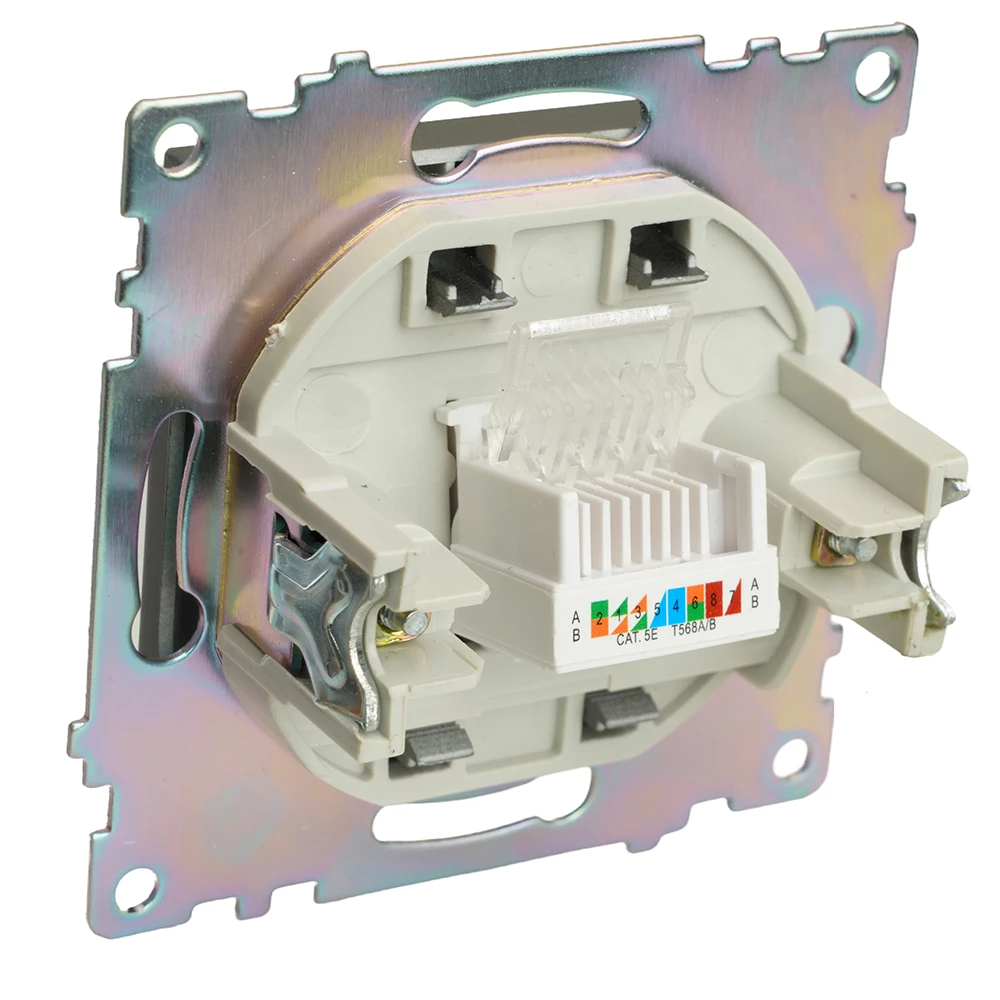 Розетка компьютерная 1-местная RJ-45 (механизм), серия Катрин, графит, GLS00-7107-06 (49418) - Viokon.com