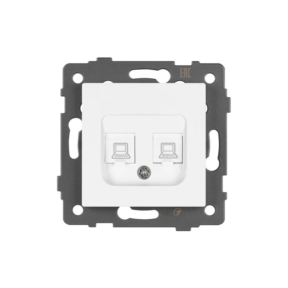 Механизм компьютерной розетки двойной SCT-MPC2-PL-WH-V (RJ-45, CAT6) (Arlight, -) 049854 - Viokon.com