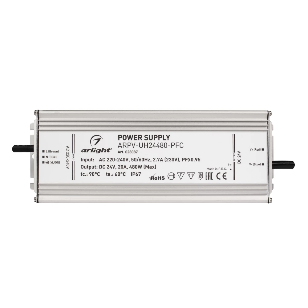 Блок питания ARPV-UH24480-PFC (24V, 20A, 480W) (Arlight, IP67 Металл, 7 лет) 028087 - Viokon.com