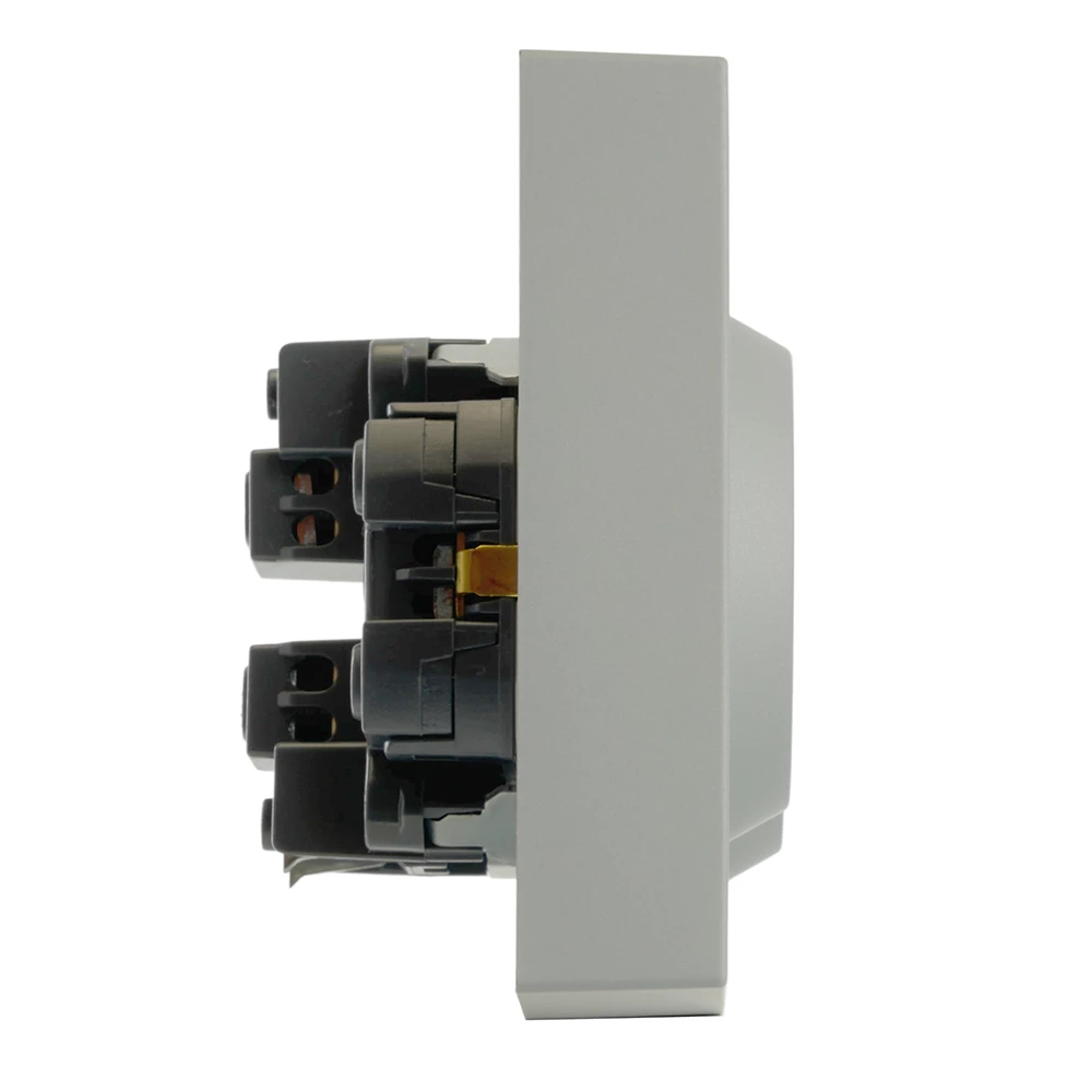 Розетка 2-местная с защитной шторкой, STEKKER, с/з, 250В, 16А, серия Эмили, RST16-5114-10, платиново-серый, soft touch (49960) - Viokon.com