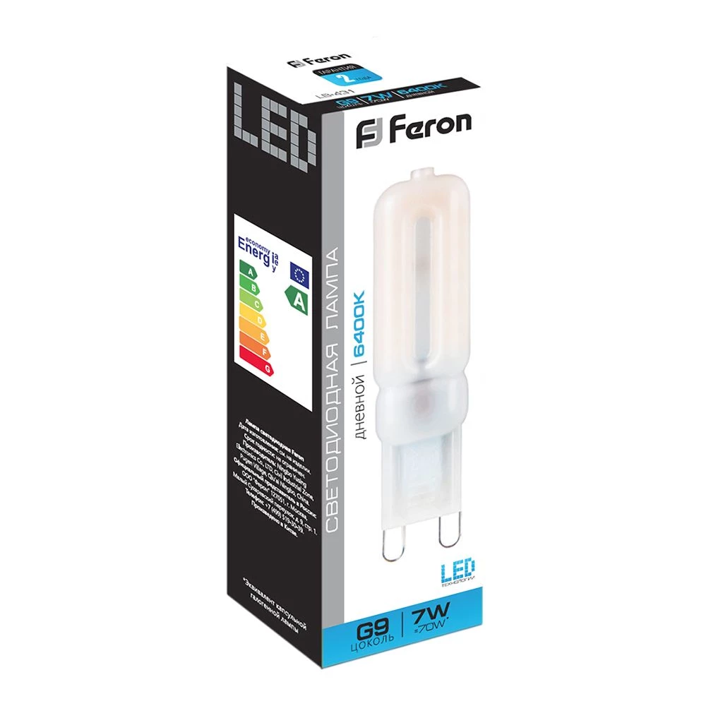 Лампа светодиодная Feron LB-431 G9 7W 230V 6400K (25757) - Viokon.com