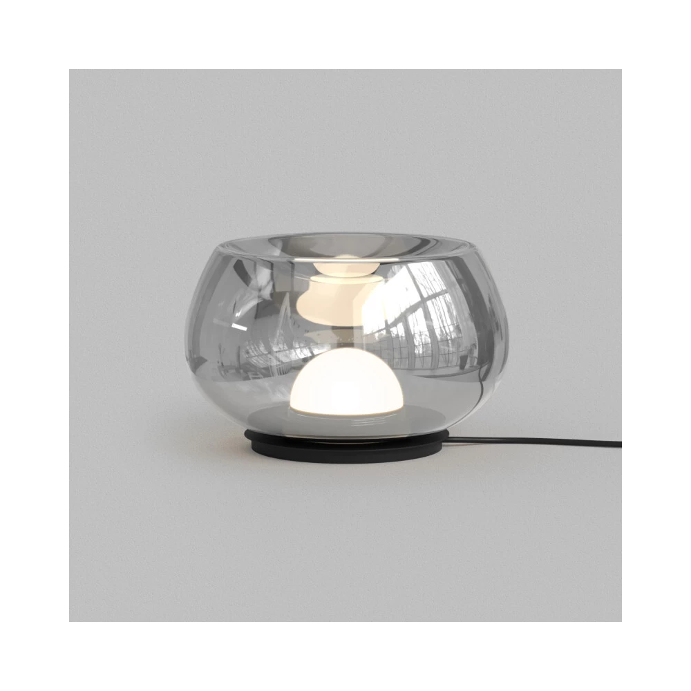 Настольная лампа FLOA 8 Вт 3000К 220 мм металл стекло черный дымчатый серый - Viokon.com