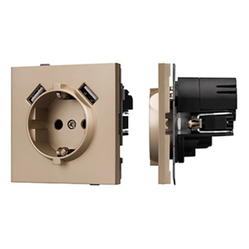 Механизм розетки с USB зарядкой SCT-TENDO-MUAA-PL-GD (230V, 16A) (Arlight, Песочный) 054085 - Viokon.com