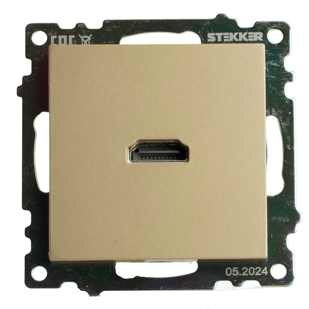 Розетка HDMI 2.1, Type A (механизм), STEKKER, GLS00-7118-08, серия Катрин, золото (50060) - Viokon.com