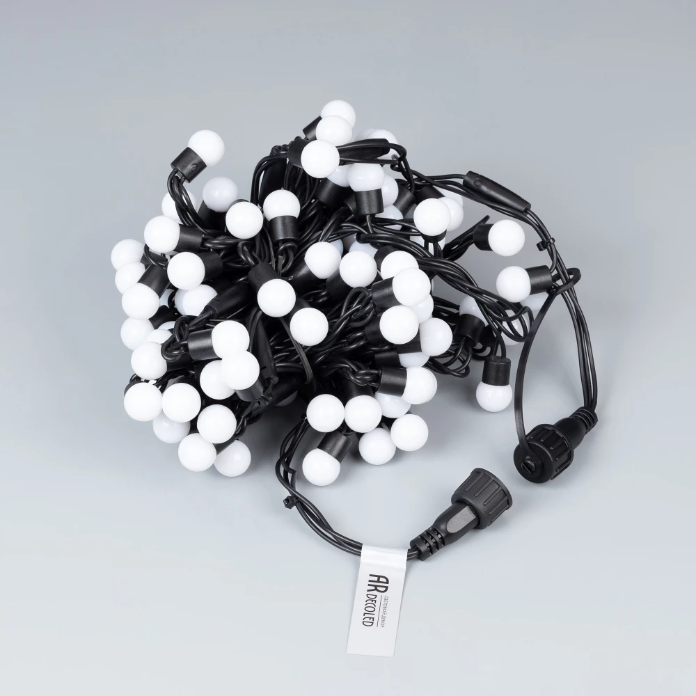 Светодиодная гирлянда ARD-BALL-CLASSIC-D17.5-10000-BLACK-100LED WARM (230V, 7W) (Ardecoled, IP65) 025584 - Viokon.com