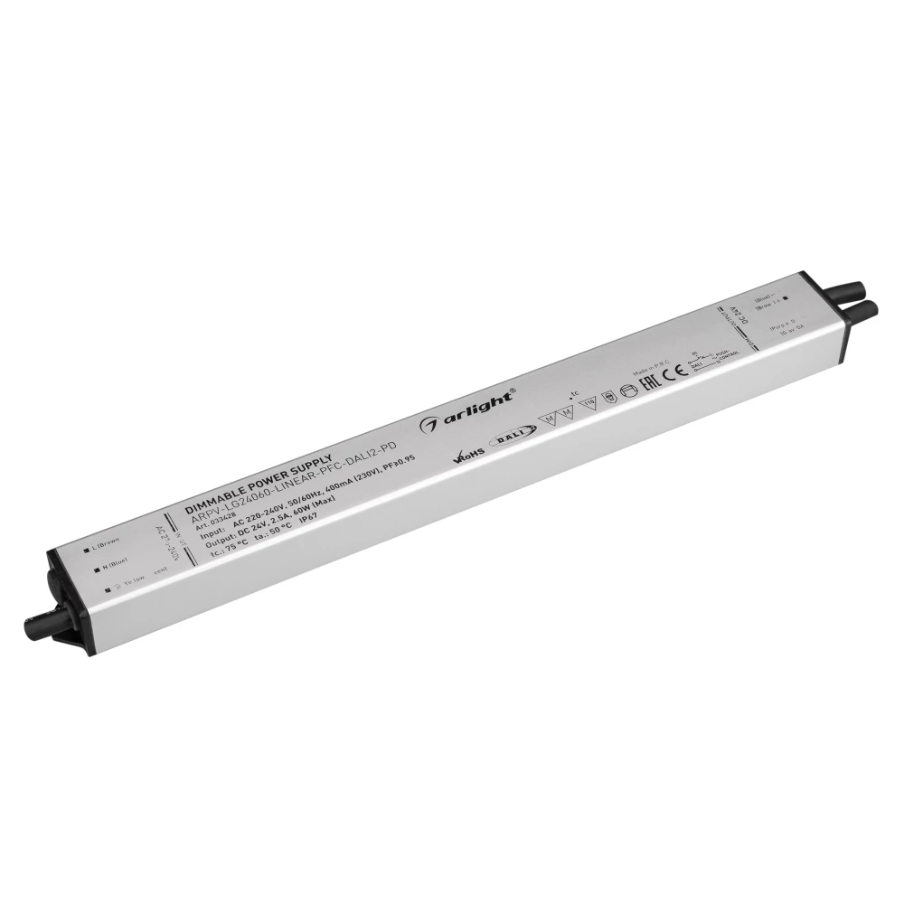 Блок питания ARPV-LG24060-LINEAR-PFC-DALI2-PD (24V, 2.5A, 60W) (Arlight, IP67 Металл, 5 лет) 033428 - Viokon.com