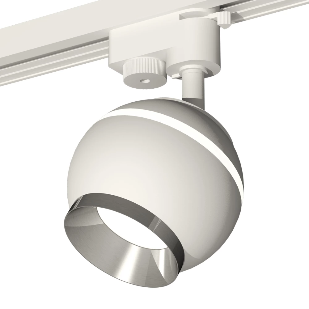 Комплект трекового однофазного светильника с подсветкой XT1101021 SWH/PSL белый песок/серебро полированное MR16 GU5.3 LED 3W 4200K (A2520, C1101, N7032) - Viokon.com