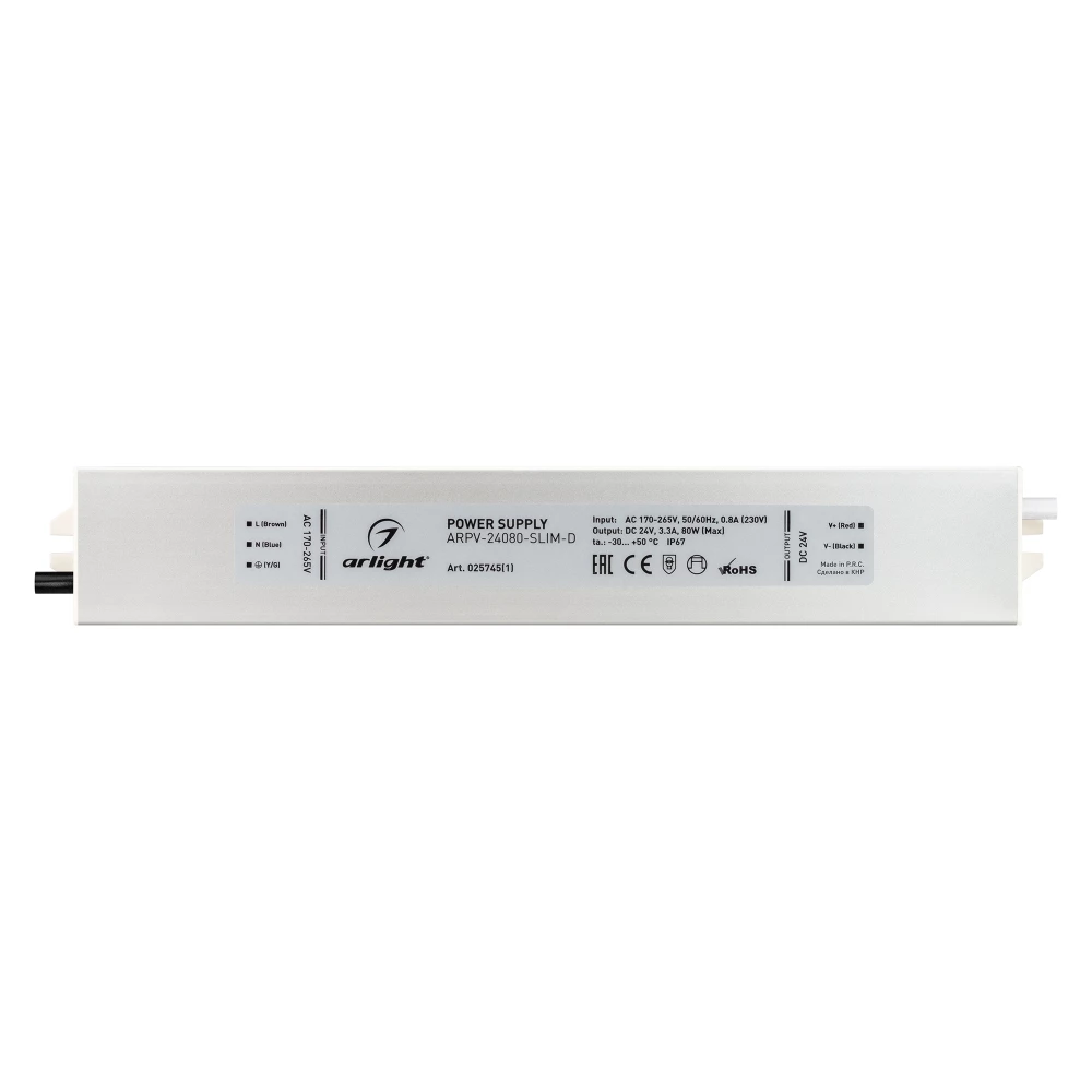 Блок питания ARPV-24080-SLIM-D (24V, 3.3A, 80W) (Arlight, IP67 Металл, 3 года) 025745(1) - Viokon.com