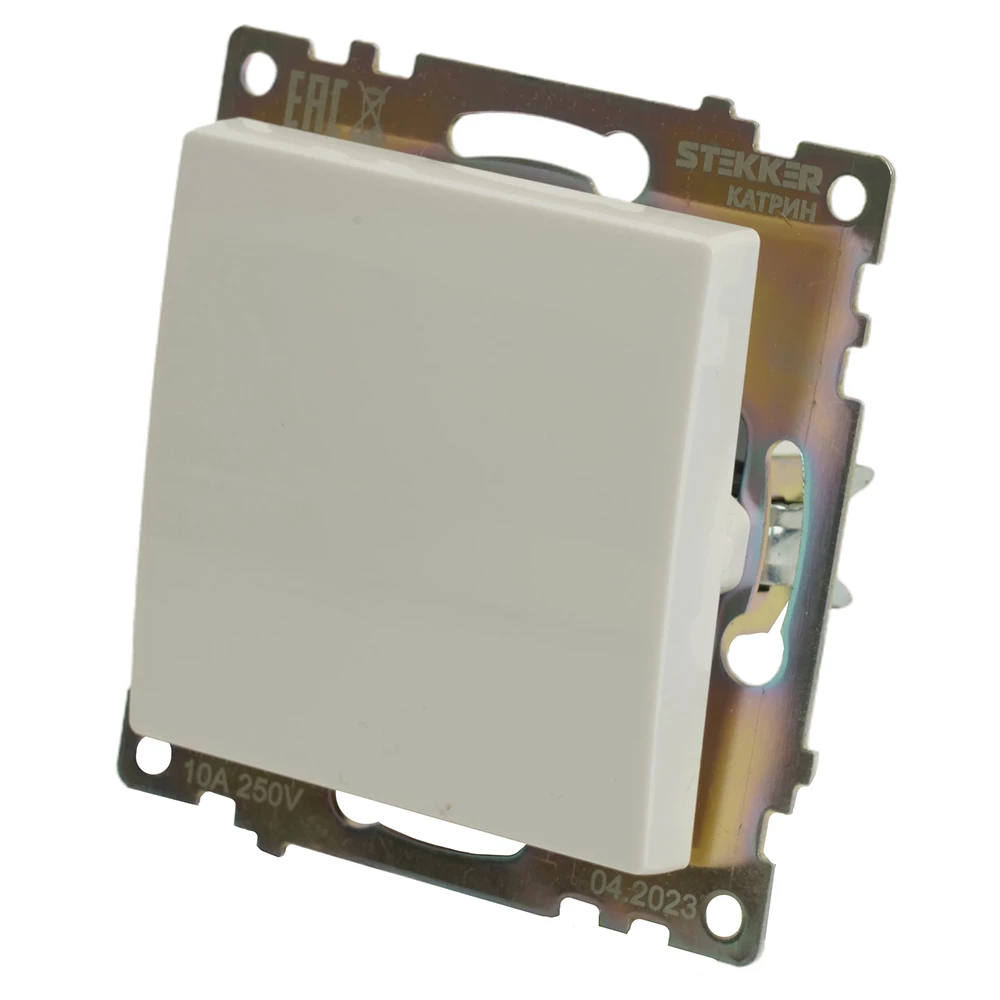 Переключатель перекрестный 1-клавишный (механизм), STEKKER GLS10-7110-01, 250V, 10А, серия Катрин, белый (49176) - Viokon.com
